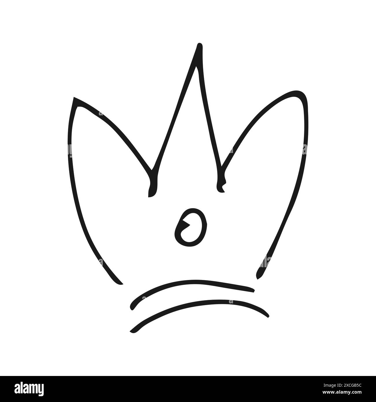 Hand drawn crown. Simple graffiti sketch queen or king crown. Royal