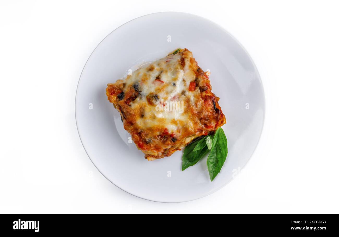 Tasty serving of traditional Italian lasagne with spicy tomato based ...