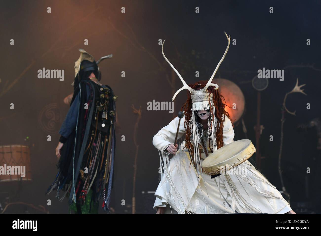 DERBY, ENGLAND - JUNE 14: Maria Franz of ‘Heilung’ performing at Download Festival, Donington Park on June 14, 2024 in Derby, England.CAP/MAR ©MAR/Cap Stock Photo