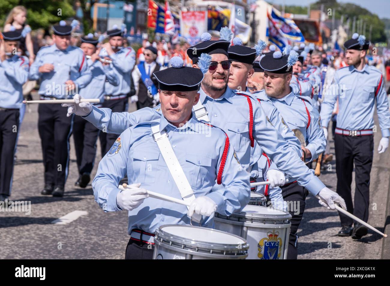 CYC Flute Band on return leg of the Royal Landing parade in