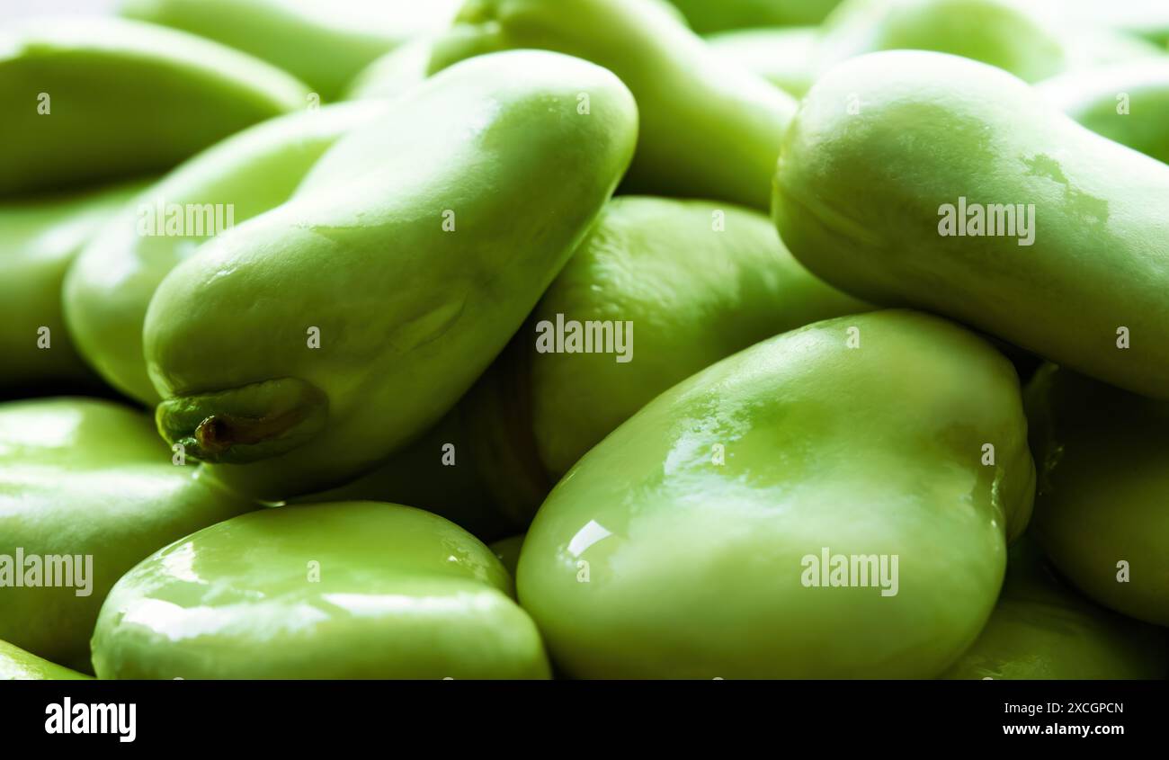 Green raw soy beans macro closeup view Stock Photo