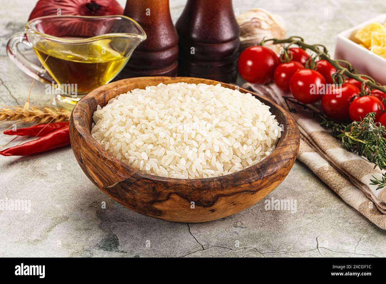 Dry raw Arborio rice for risotto Stock Photo - Alamy