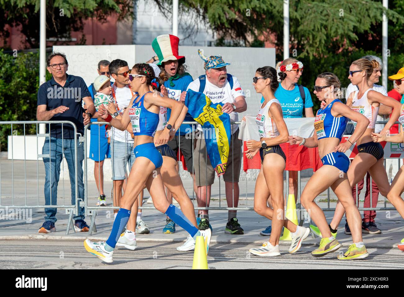 Antonella Palmisano (Italy) leads the group of walkers during 20Km race ...
