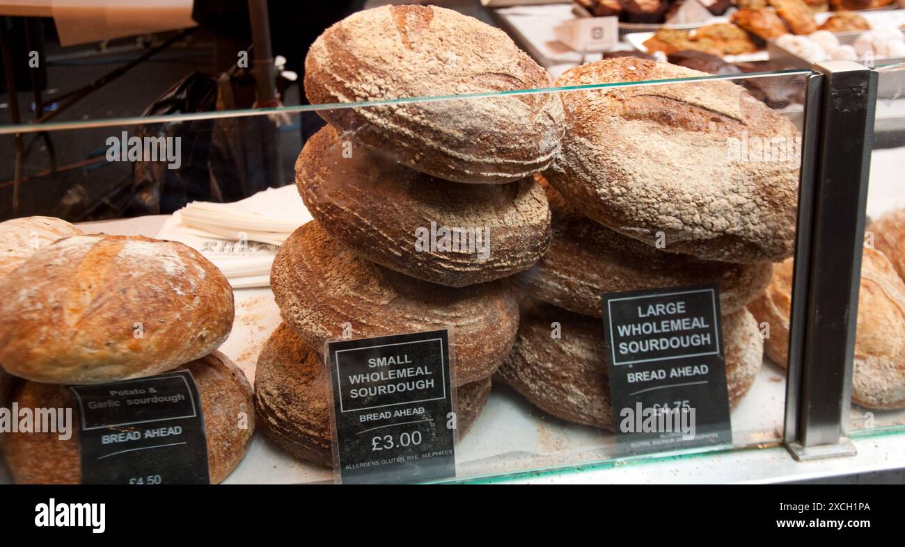 Bread and Cake Stall, Borough market, Bermondsey, Southwark, London, UK
