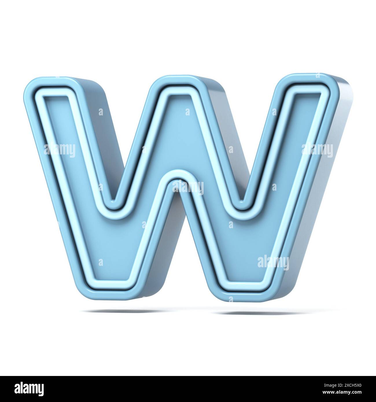 Pastel blue font Letter W 3D rendering illustration isolated on white ...
