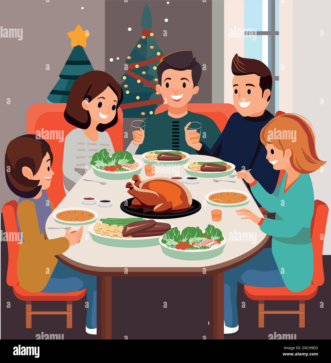Family eating dinner table Stock Vector Images - Page 3 - Alamy, image size:1268x1390