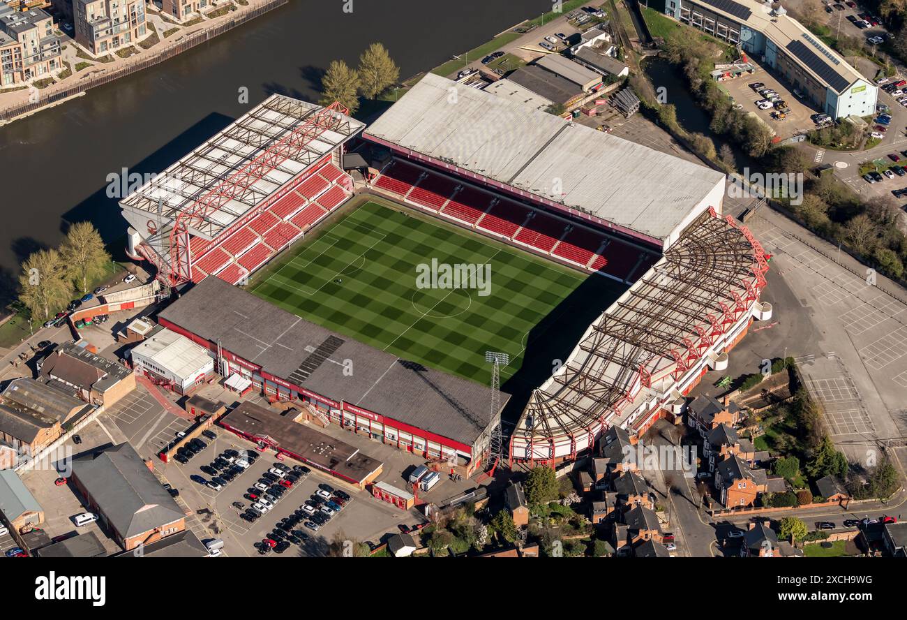 Aerial photo of Nottingham Forest FC City Ground Stadium from 1500 feet