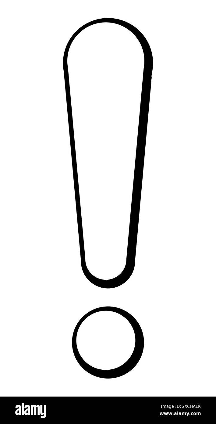 exclamation mark, black and white vector simple illustration of ...
