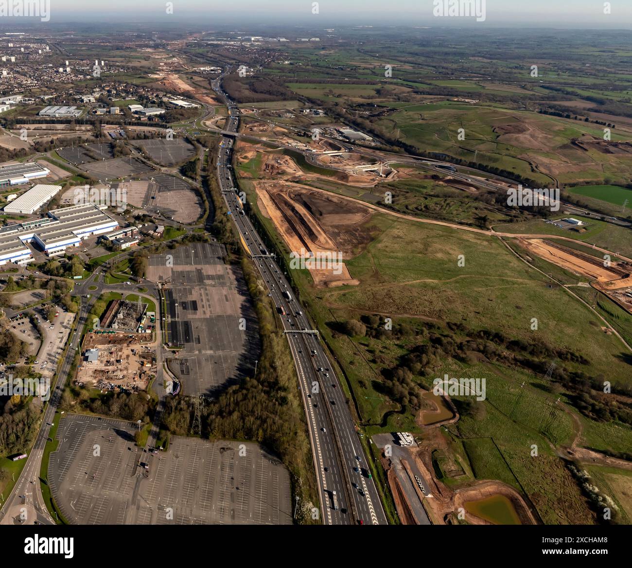 Aerial photo of HS2 Solihull under construction from 1500 feet Stock ...