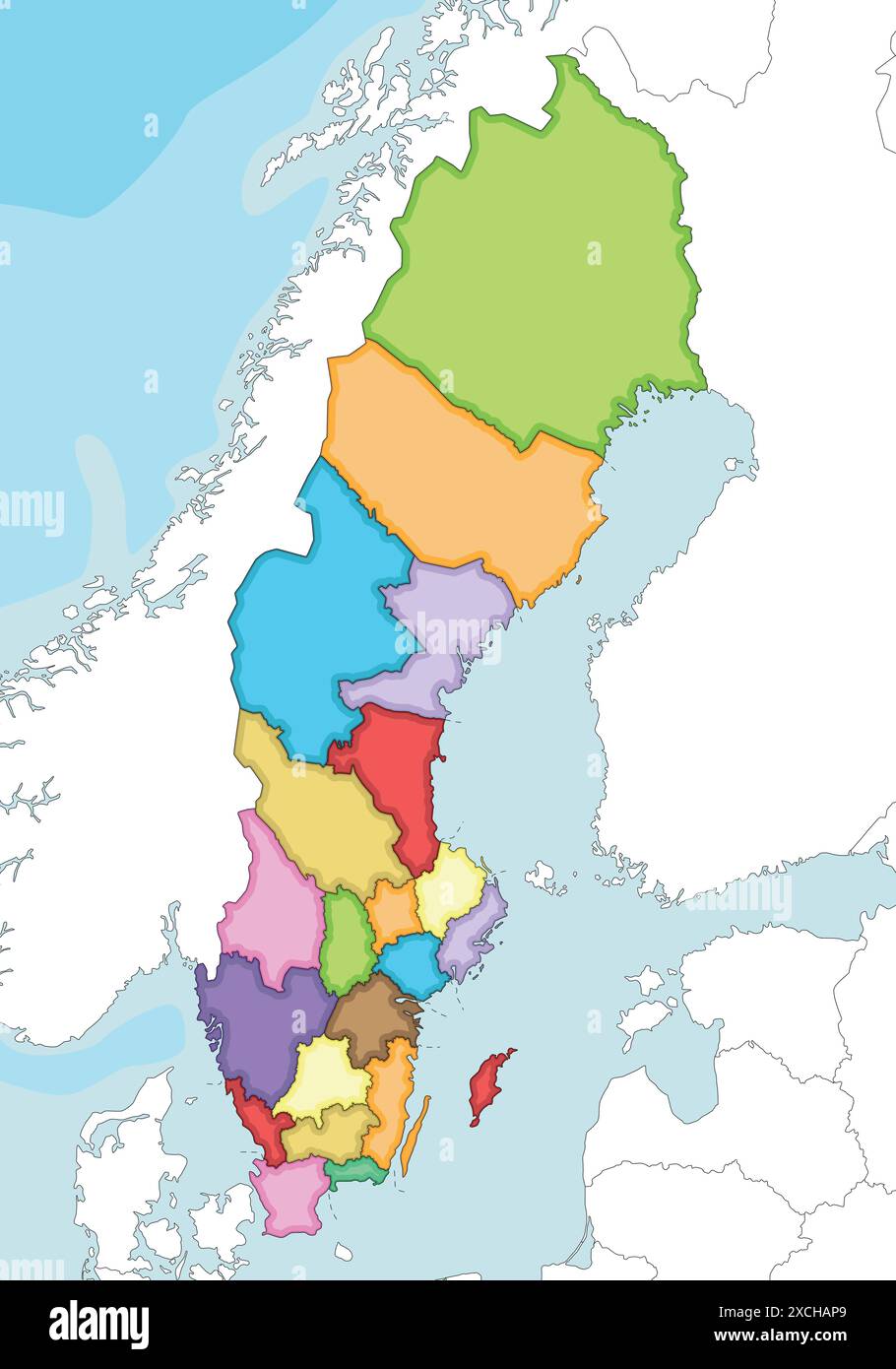 Vector Illustrated Regional Blank Map Of Sweden With Counties And Vector Illustrated Regional Blank Map Of Sweden With Counties And Administrative Divisions And Neighbouring Countries Editable And Clearly Labeled L 2XCHAP9 