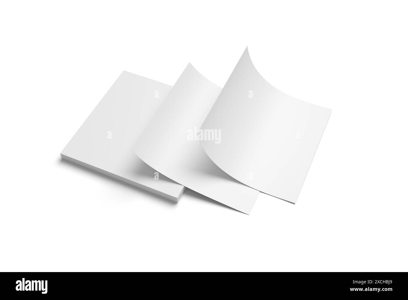 Square Brochure 3D Rendering Isolated on White Background Stock Photo