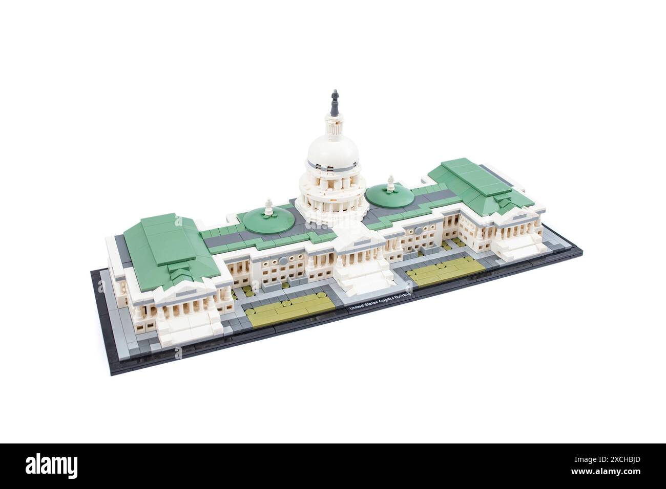 Capitol building made from lego cubes, isolated on white Stock Photo