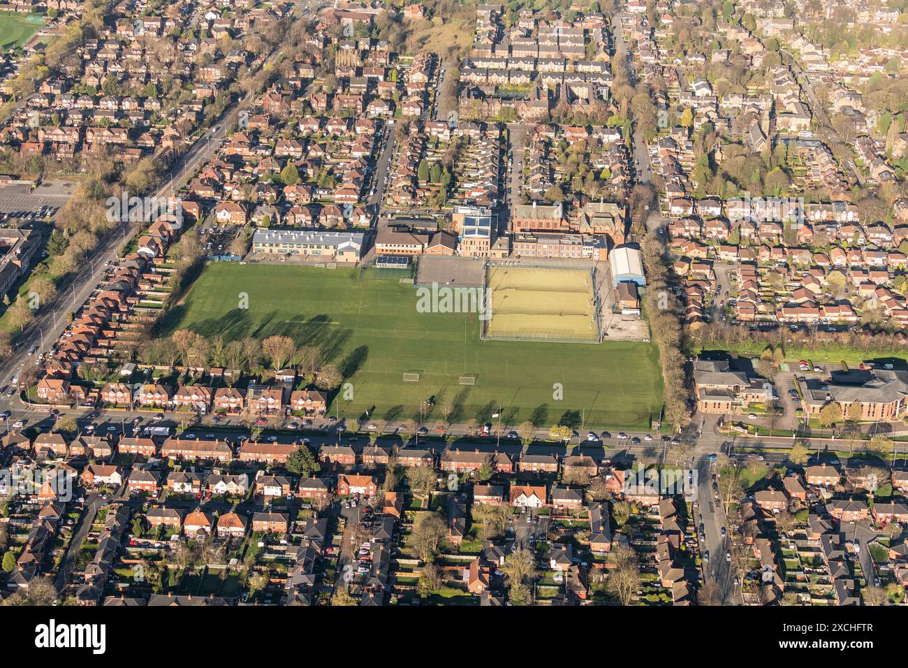 Aerial photo of William Hulme Grammar School from 1500 feet Stock Photo