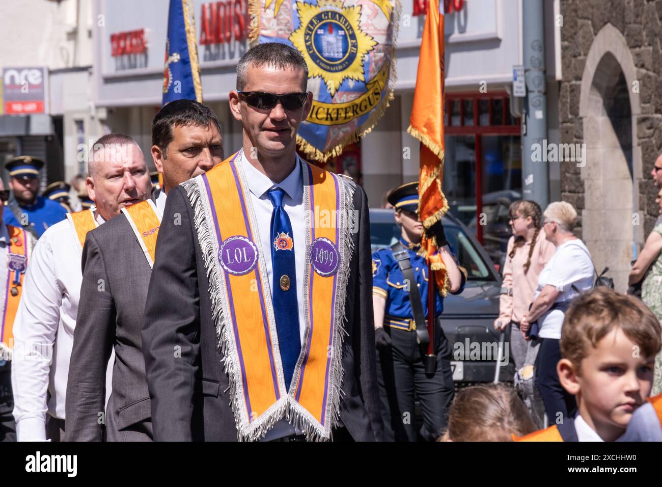 Orange Order members junior lodge members during parade