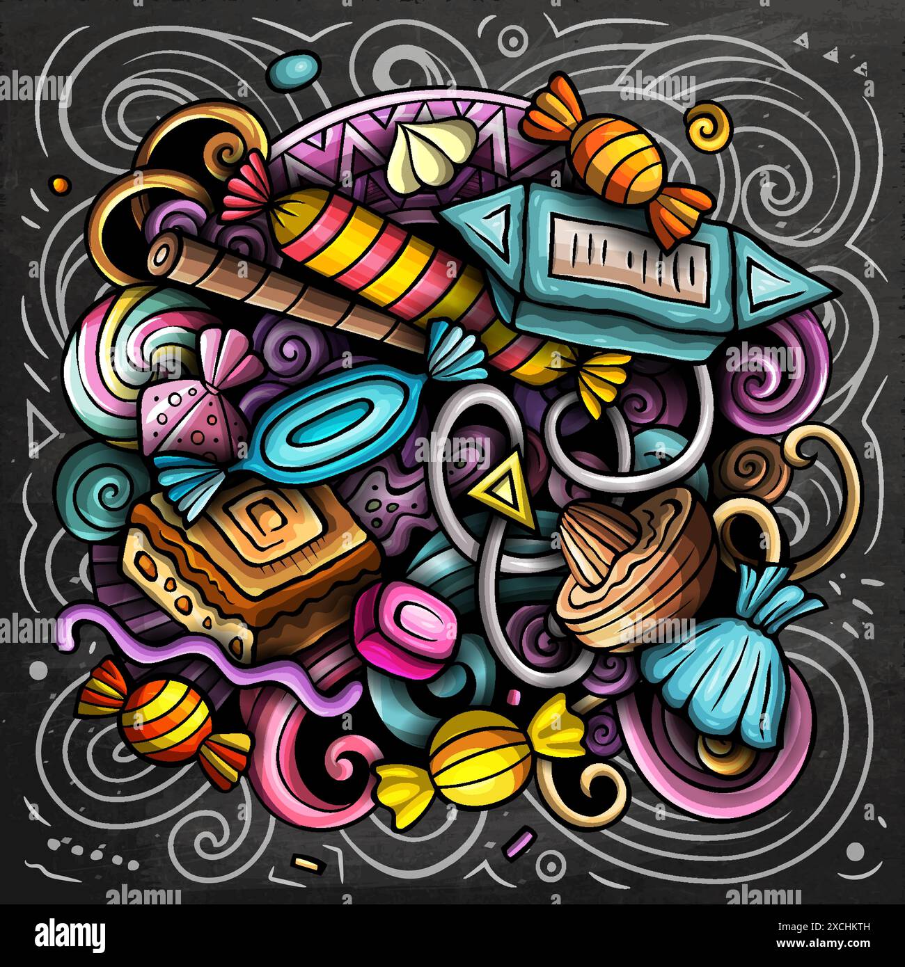 Sweet Candies cartoon vector doodle illustration Stock Vector Image ...