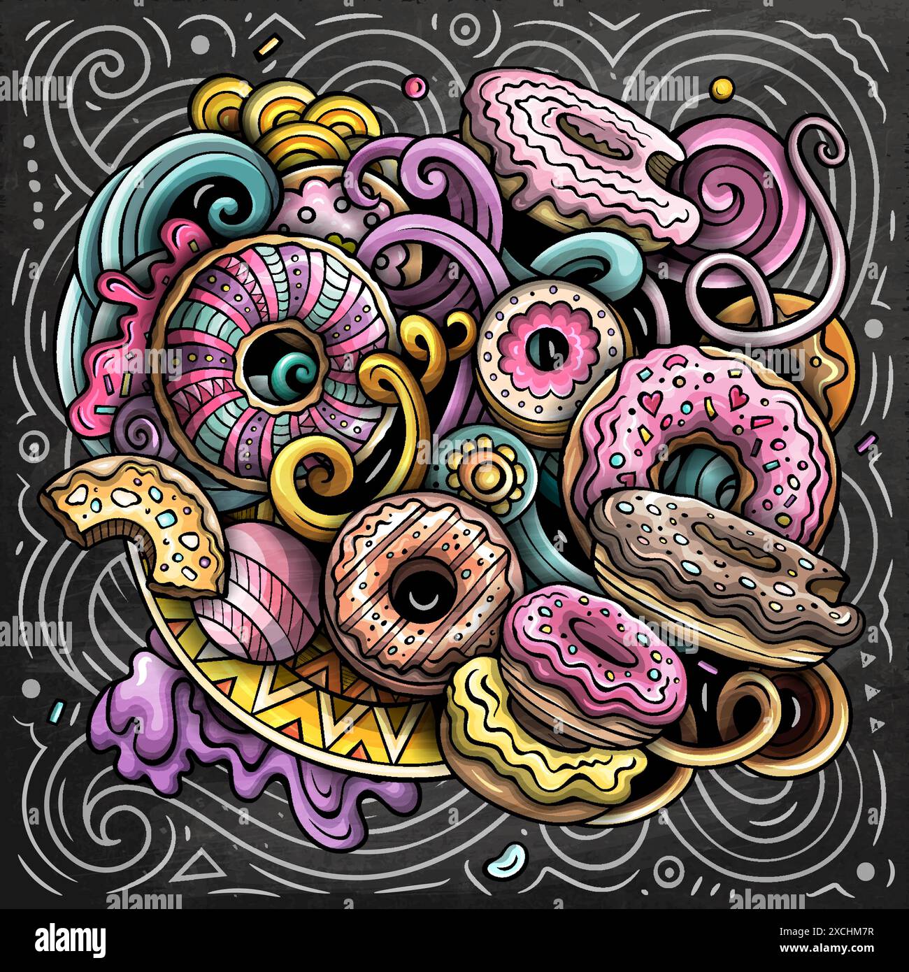 Donuts hand drawn vector doodles illustration Stock Vector Image & Art ...