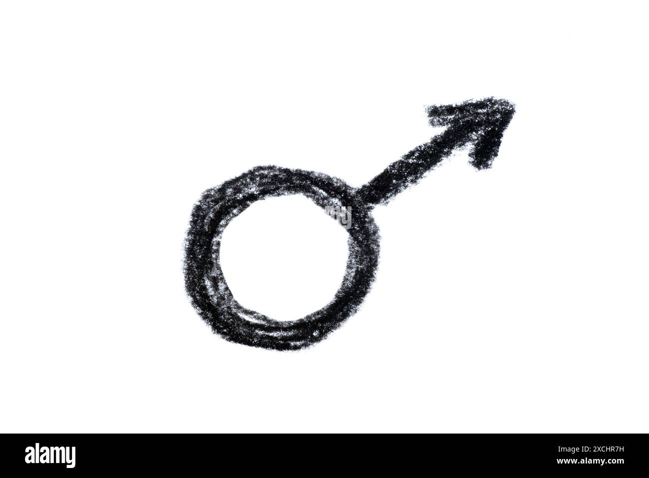 A hand-drawn Mars symbol in black pencil on a white background Stock ...
