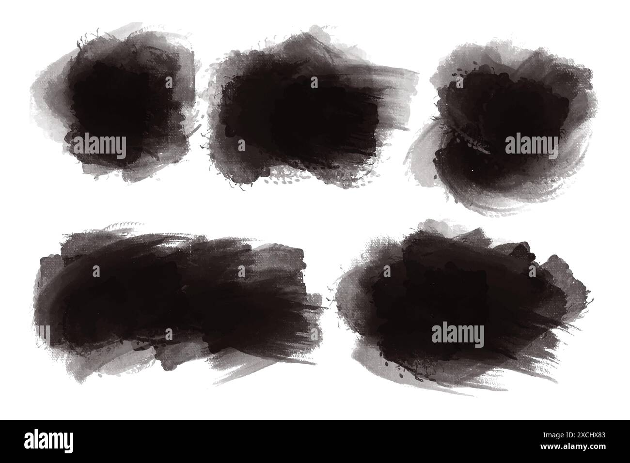 Modern black brush stroke set watercolor design Stock Vector Image ...