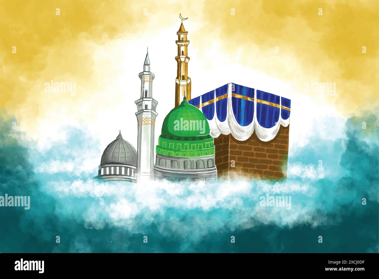 Hand drawn eid mubarak greeting card background Stock Vector