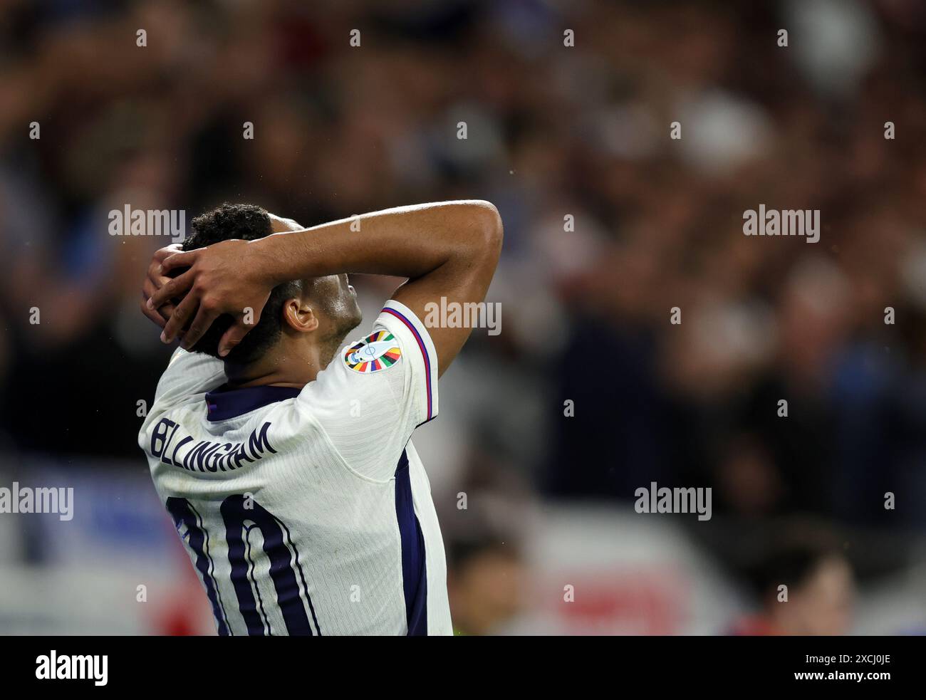 GELSENKIRCHEN, GERMANY - JUNE 16: Jude Bellingham of England  disappointed during the UEFA EURO 2024 group stage match between Serbia and England at A Stock Photo