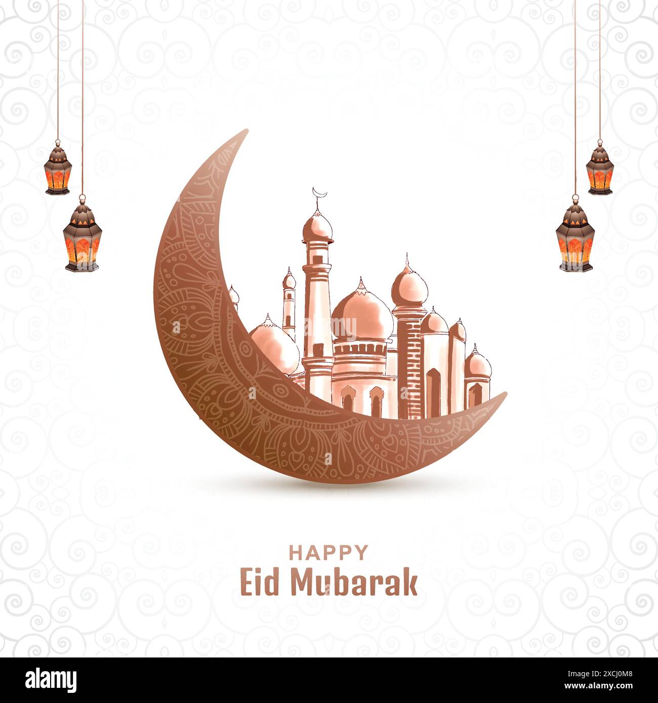 Eid mubarak moon and mosque festival background Stock Vector Image ...