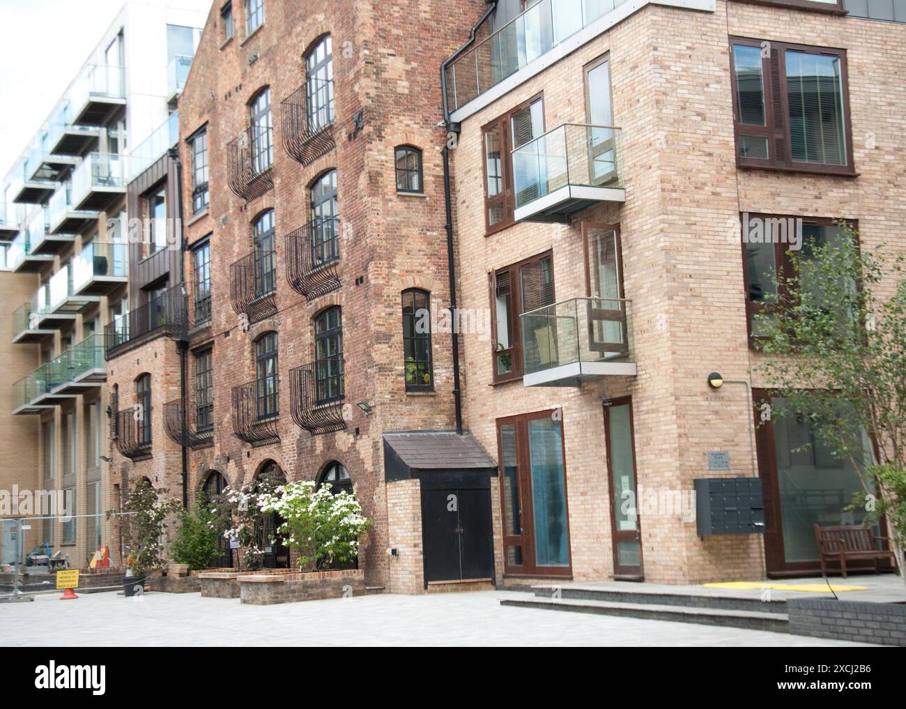 Renovated Warehouse, converted into flats, Bermondsey, Southwark, London, UK; warehouse; flats; accommodation; luxury accommodation; docklands; River Stock Photo