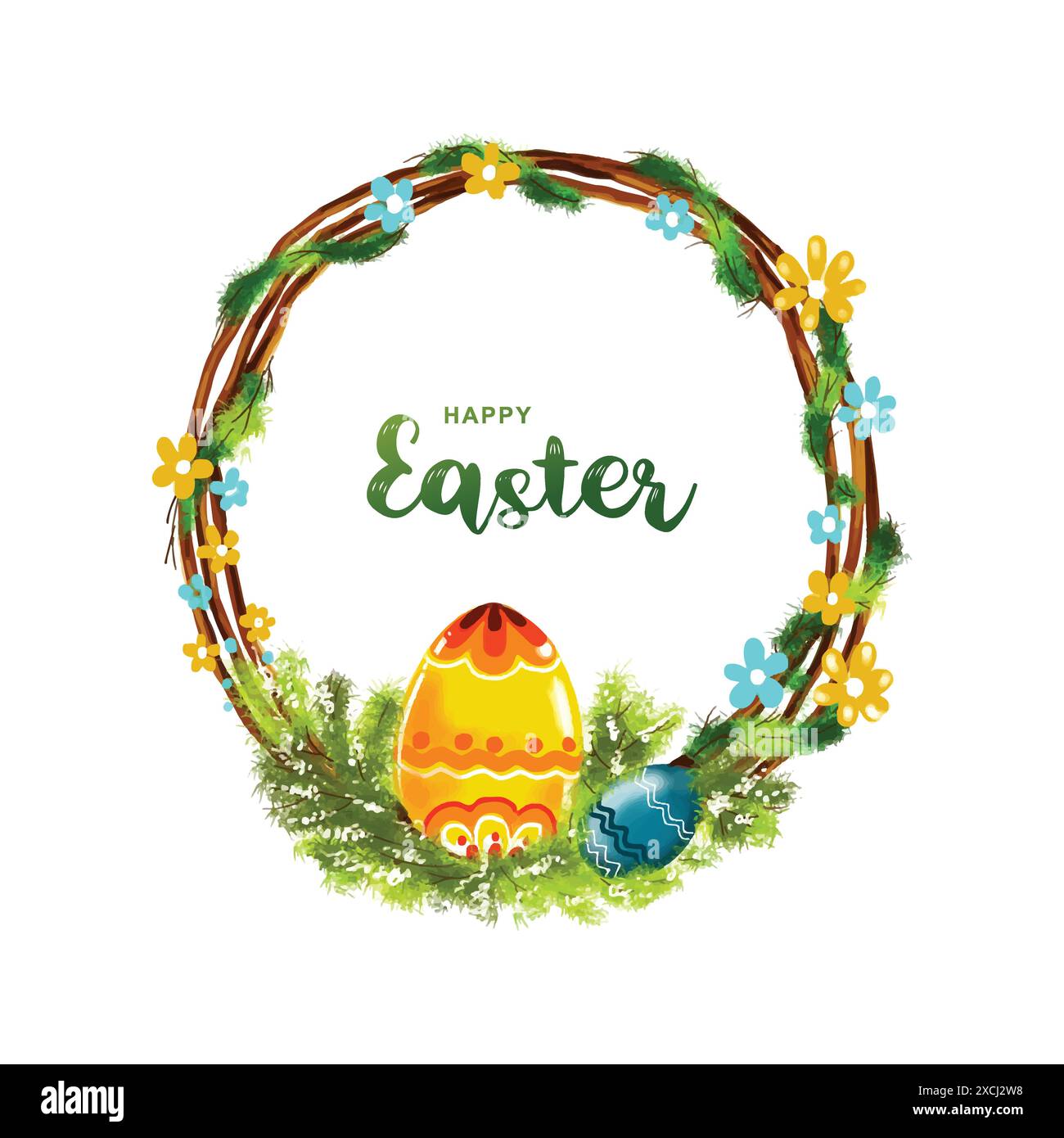 Happy easter colorful painted egg card design Stock Vector