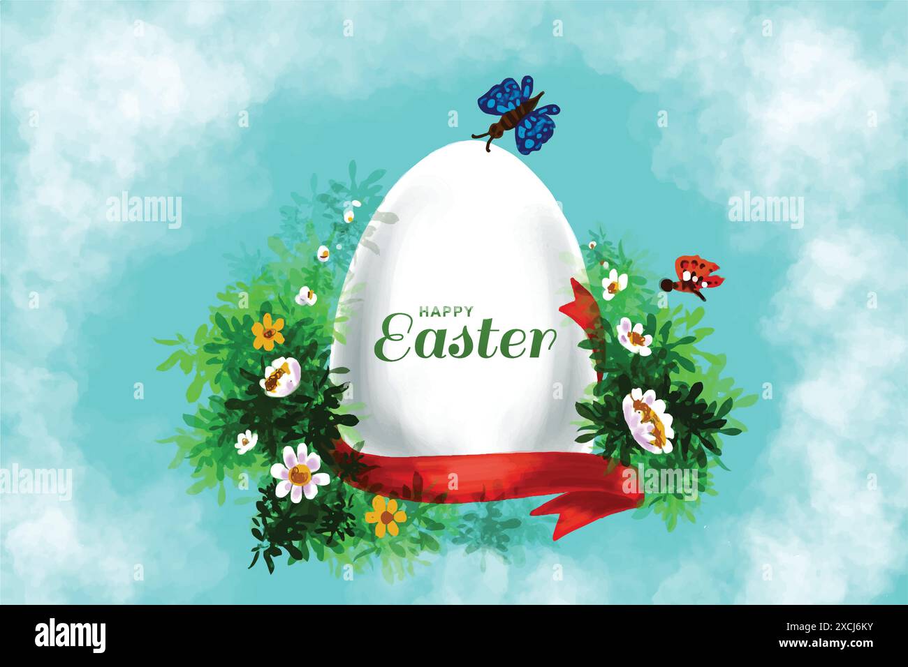 Realistic happy easter day card background Stock Vector