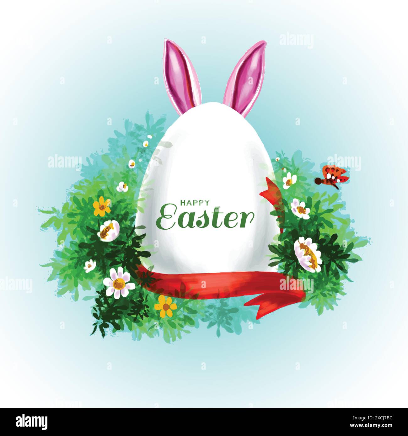 Realistic happy easter day card background Stock Vector