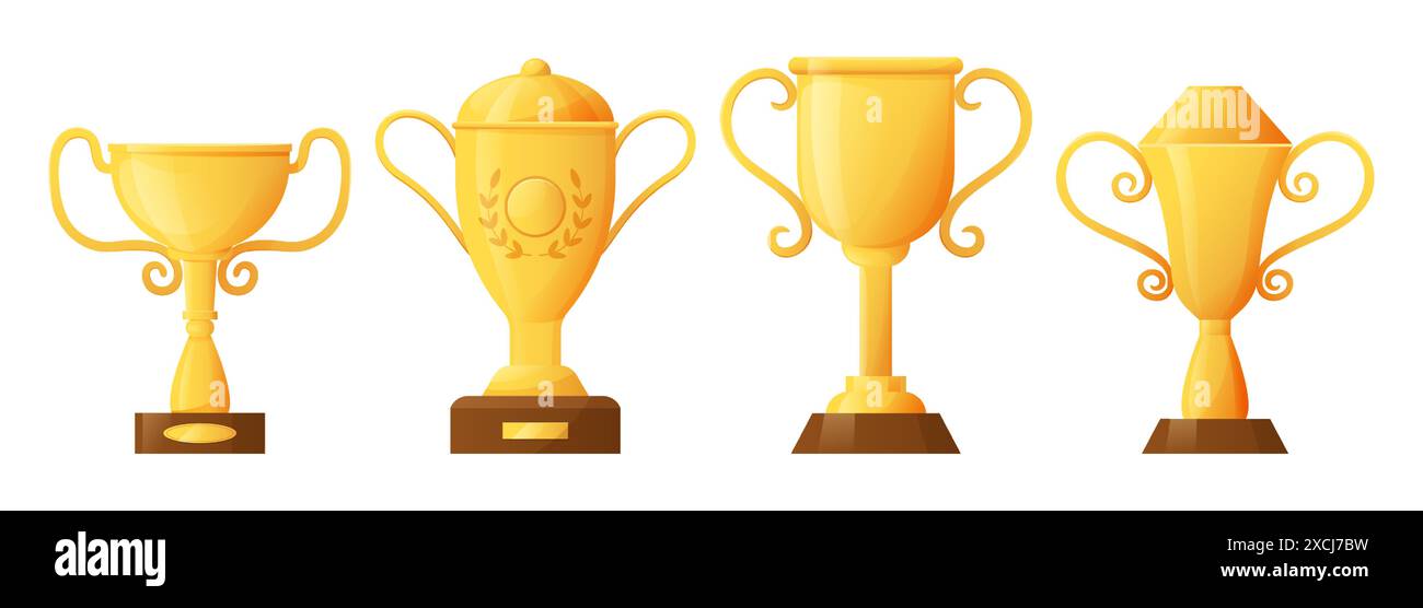 Winner award. Golden championship reward. Gold shiny goblet. First ...