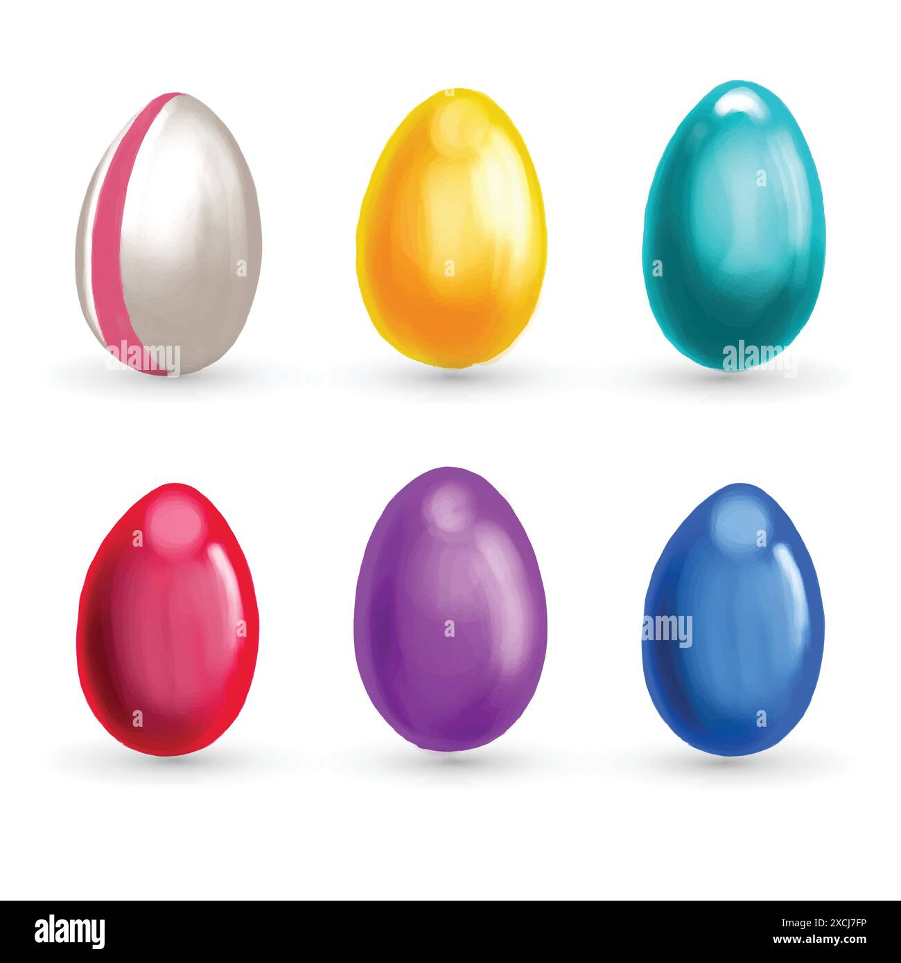 Happy easter colorful painted egg set design Stock Vector