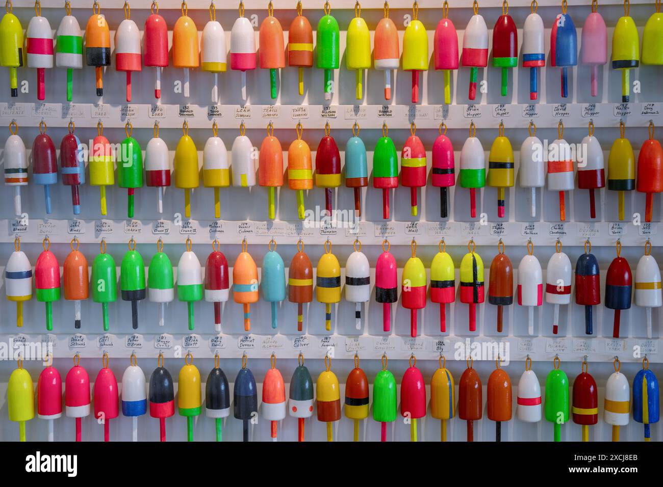 Fishing float markers with owner ID. Shot from inside Marshall Point