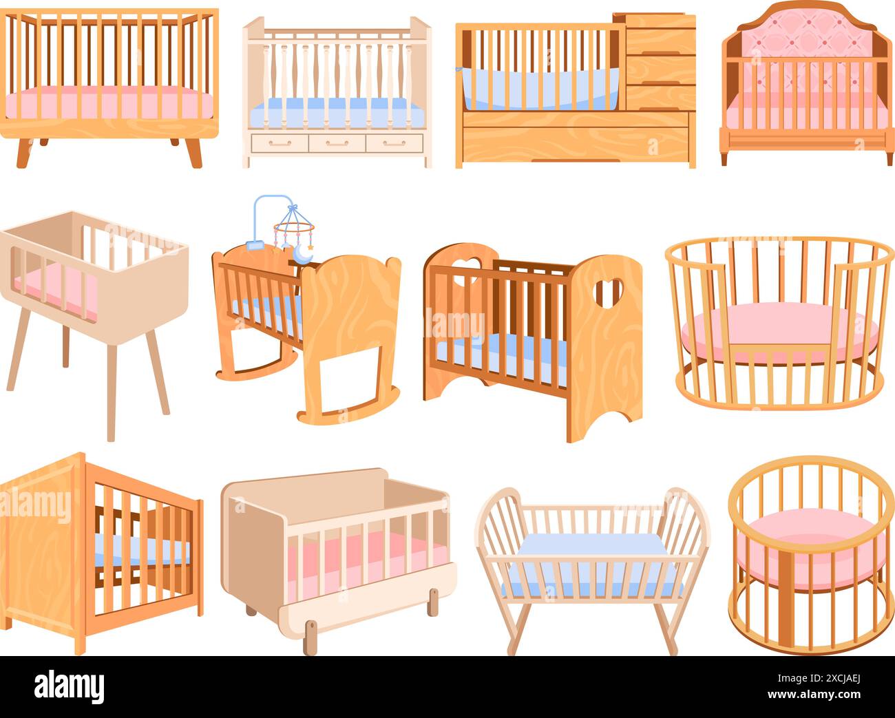 Cartoon Baby Cots Newborn Crib Wooden Swinging Cradle Child Cot Cartoon Baby Cots Newborn Crib Wooden Swinging Cradle Child Cot Mobile Carousel Infant Bed Cot Bedroom Nursery Kid Sleep Room Furniture Babies Cradles Swanky Vector Illustration Of Cradle Home 2XCJAEJ