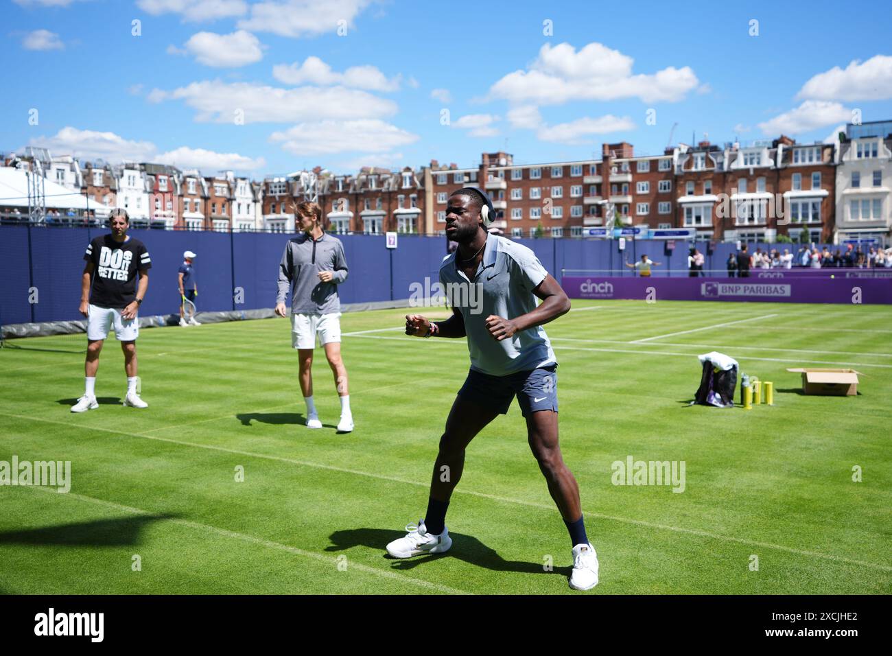 Queens Rinky Frances Tiafoe prepares to play Rinky Hijikata (not pictured) on day ...