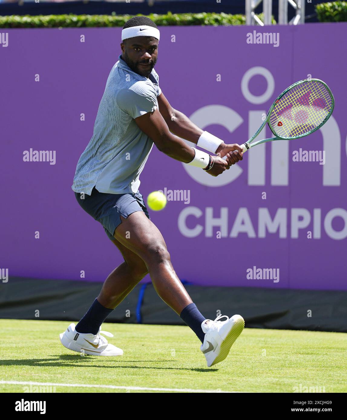 Queens Rinky Frances Tiafoe in action against Rinky Hijikata (not pictured) on day ...