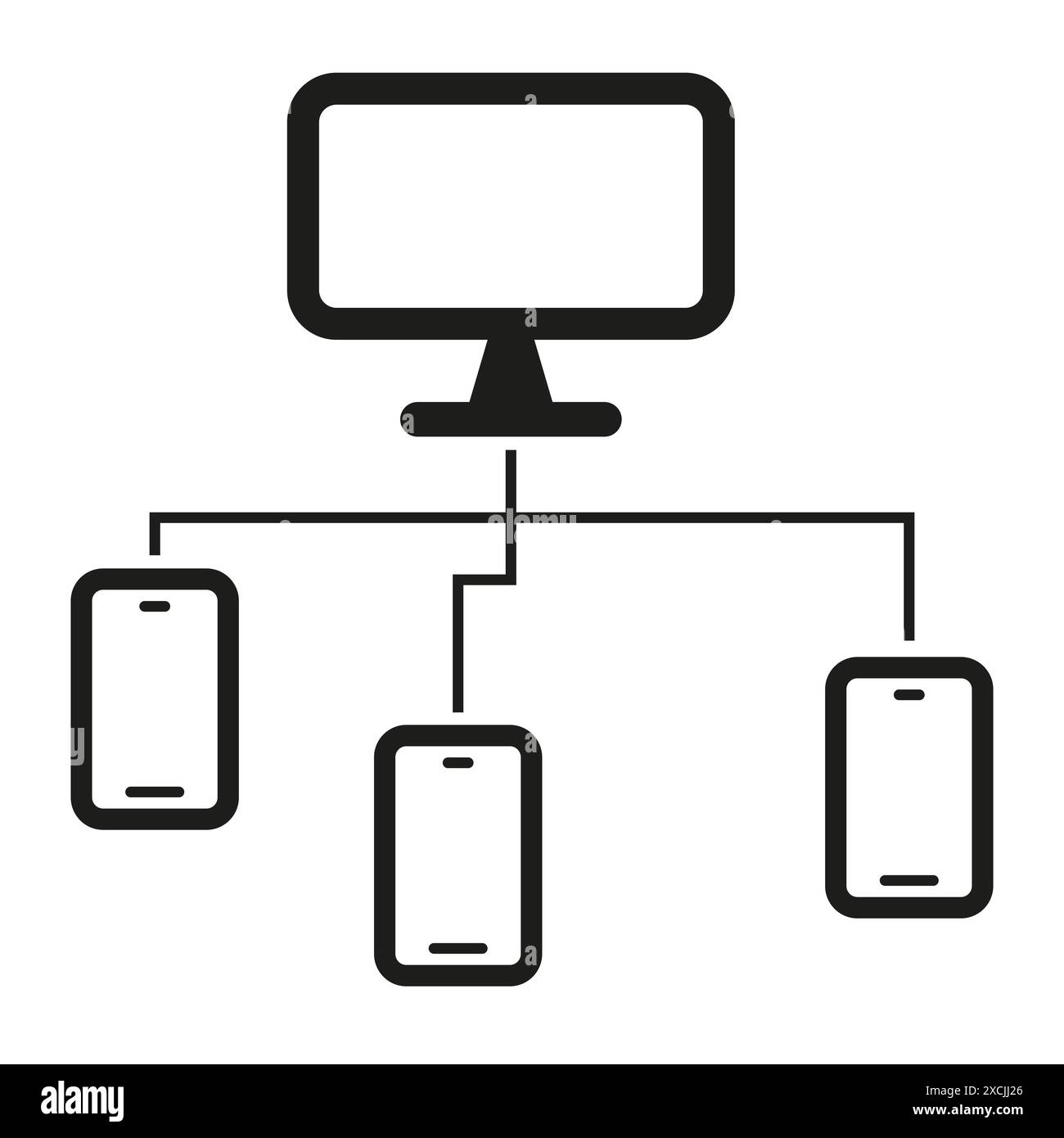 Network devices icon. Black and white. Vector technology symbols ...