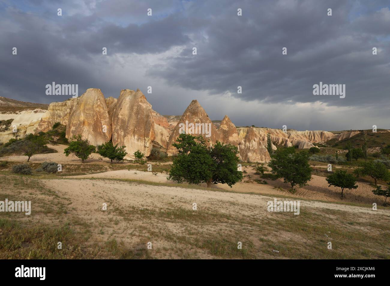 Rock formations in the Rose Valley in Cappadocia, Turkey Stock Photo ...