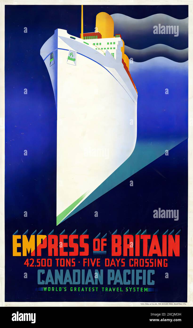 Empress of Britain, Canadian Pacific. - Vintage Travel Poster Stock Photo