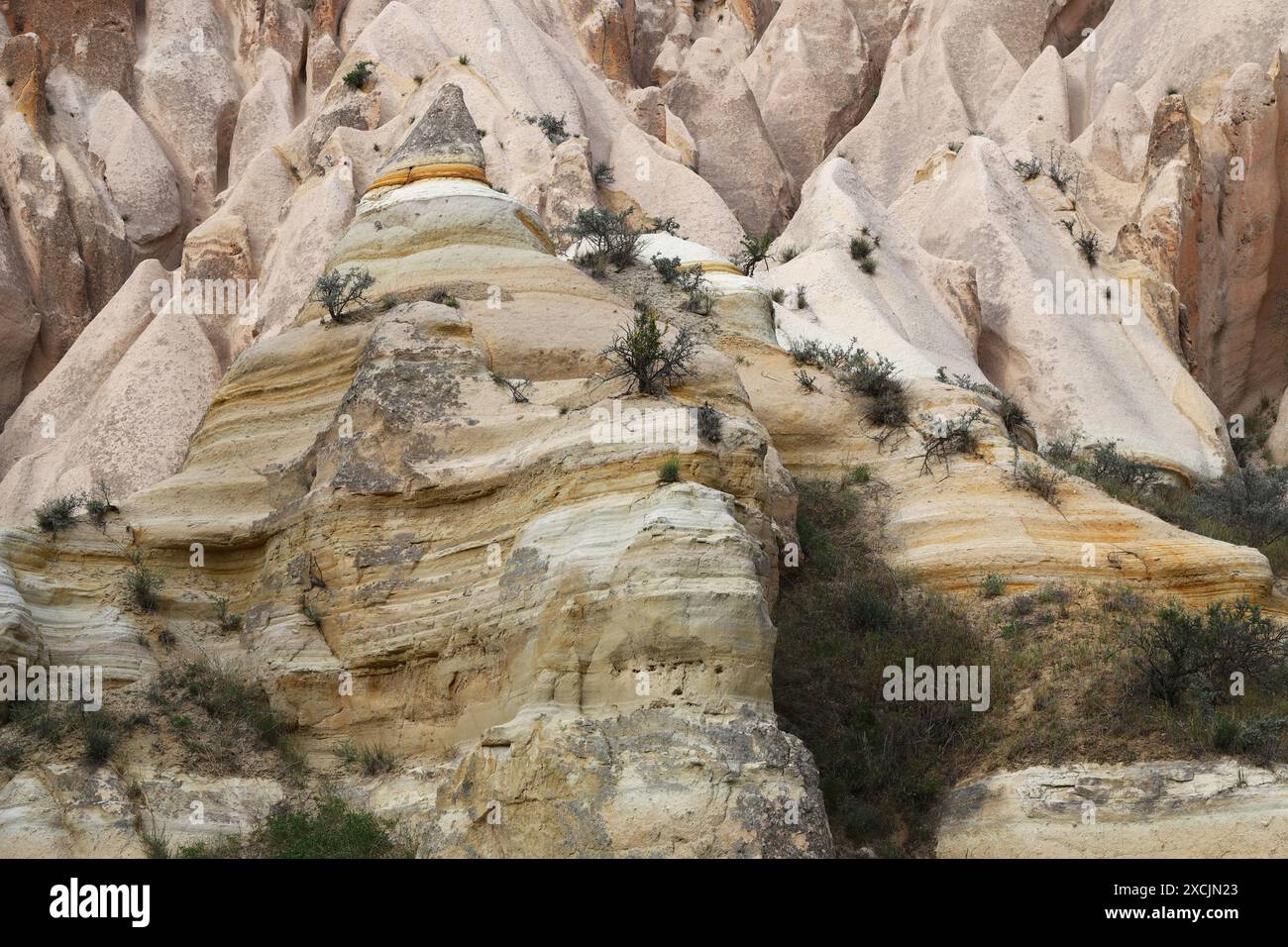 Rock formations in the Rose Valley in Cappadocia, Turkey Stock Photo ...