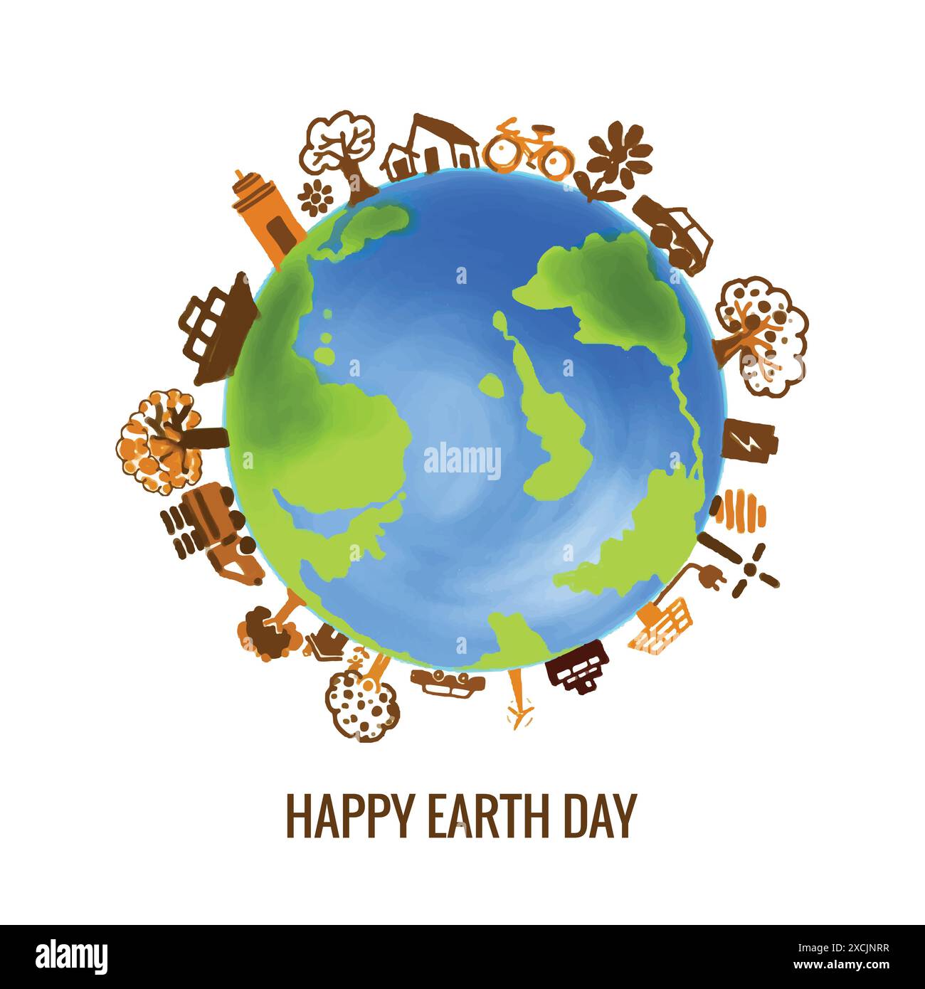 Illustration of a happy earth day environment concept card background ...