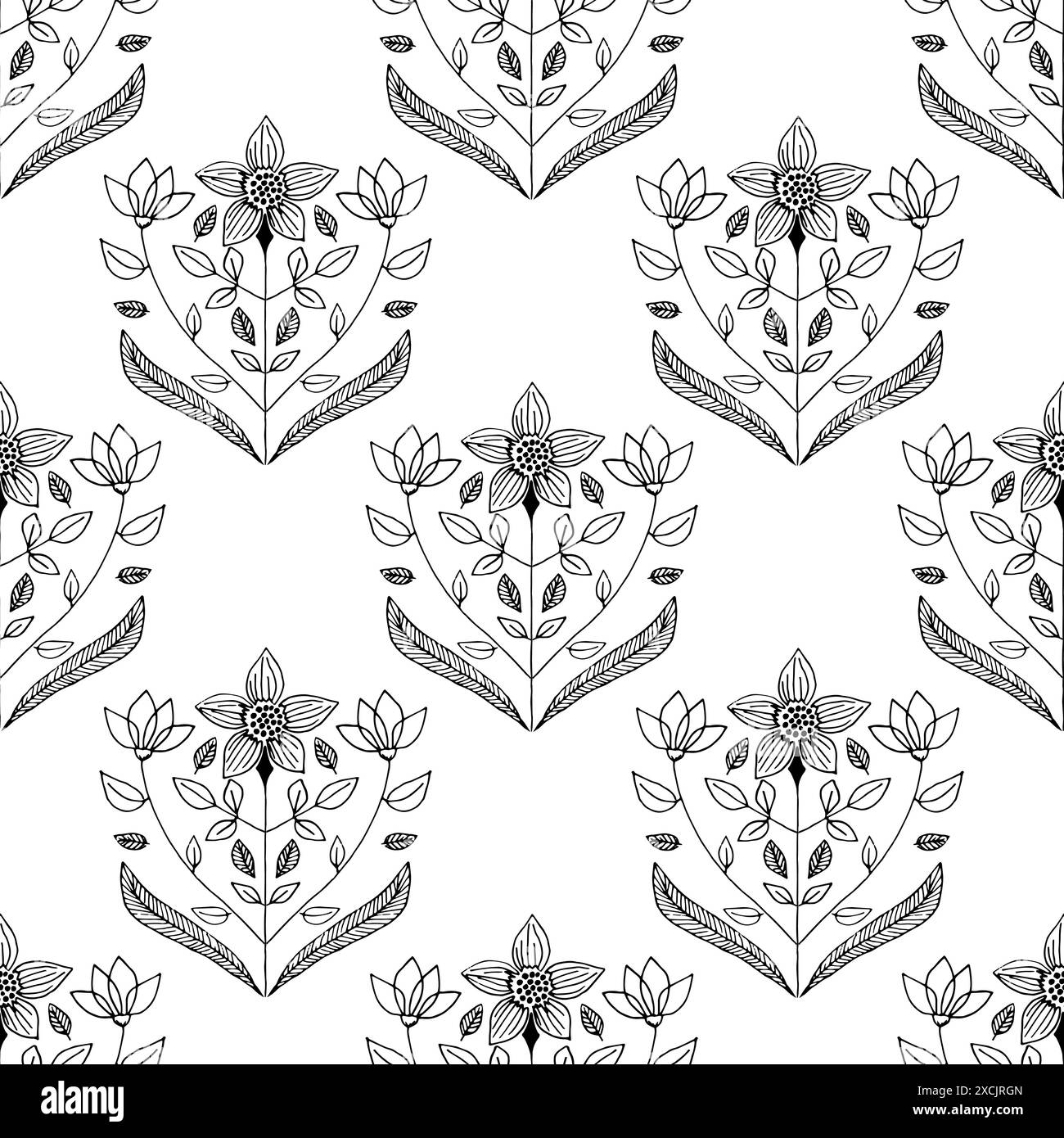 Hand drawn seamless floral pattern Stock Vector Image & Art - Alamy