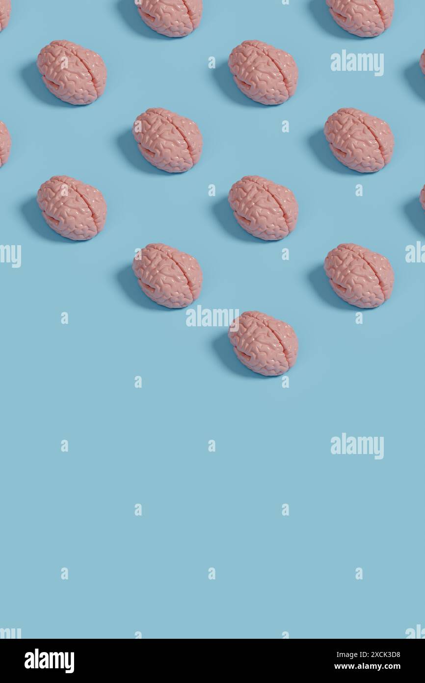 Human brain isometric background. 3d illustration. Stock Photo