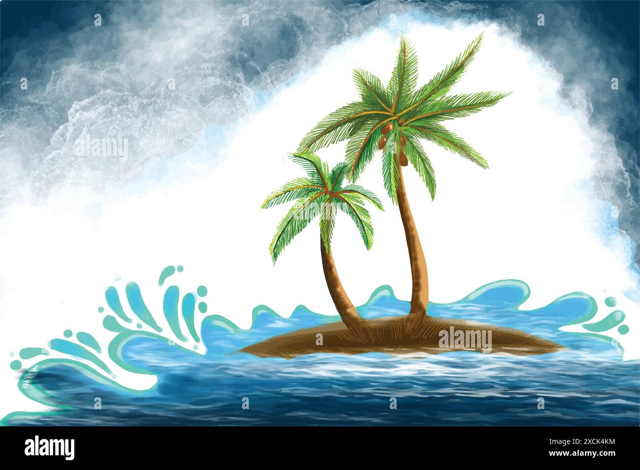 Green tropical palms trees with landscape background Stock Vector Image ...