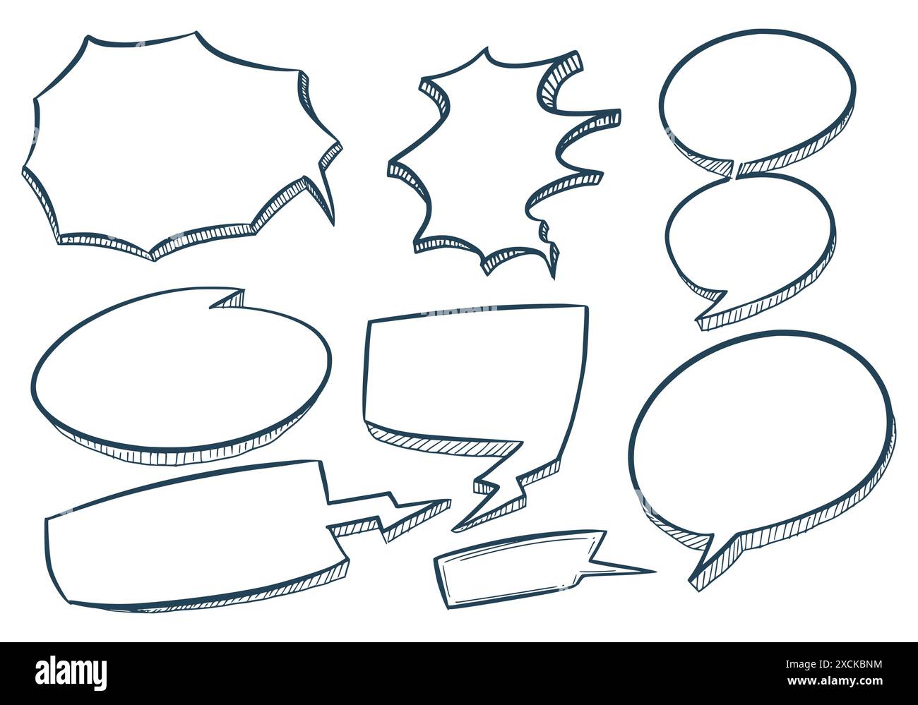 Beautiful hand drawn sketch speech bubble set design Stock Vector Image ...