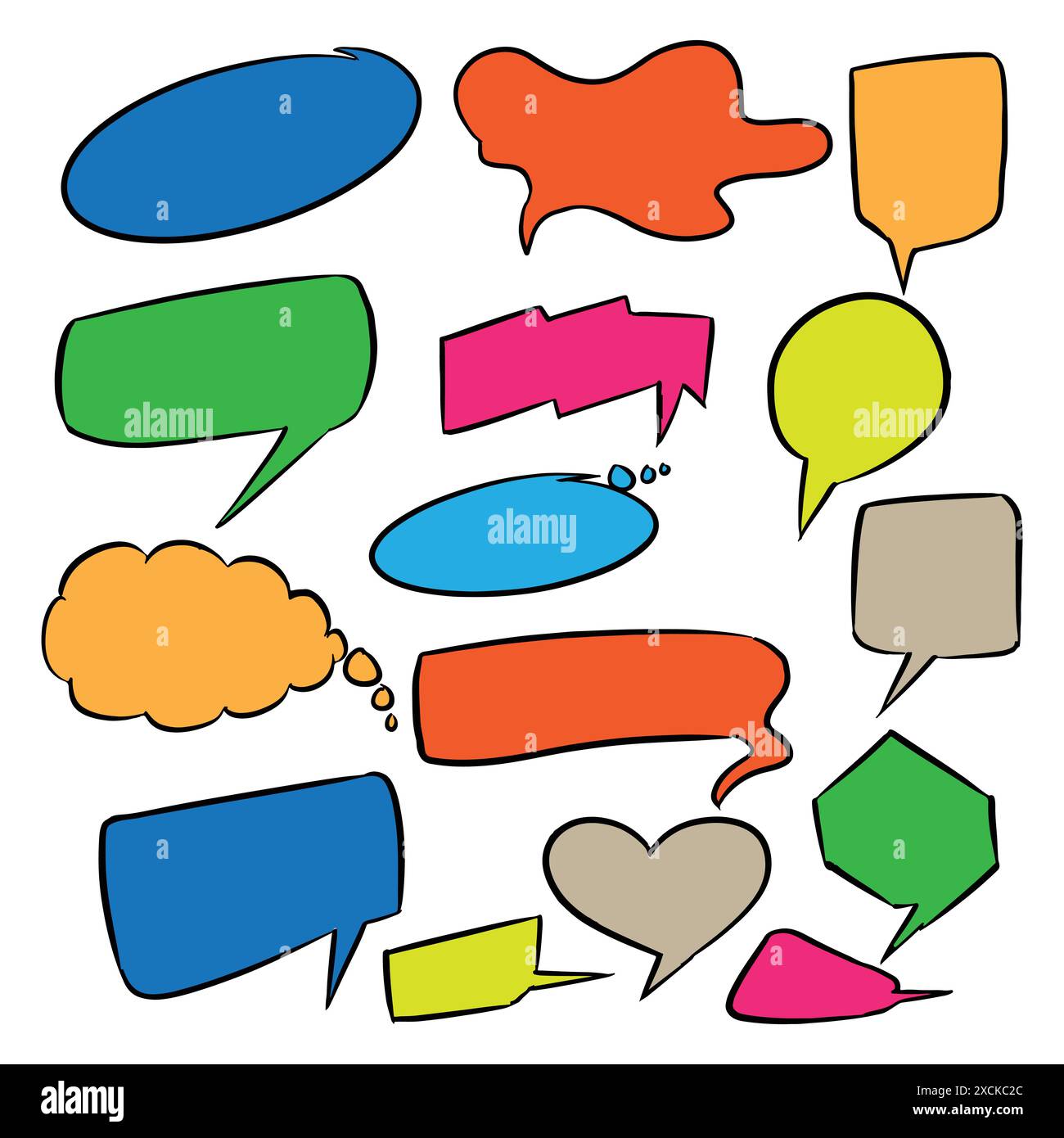 Hand drawn colorful speech bubble set design Stock Vector Image & Art ...