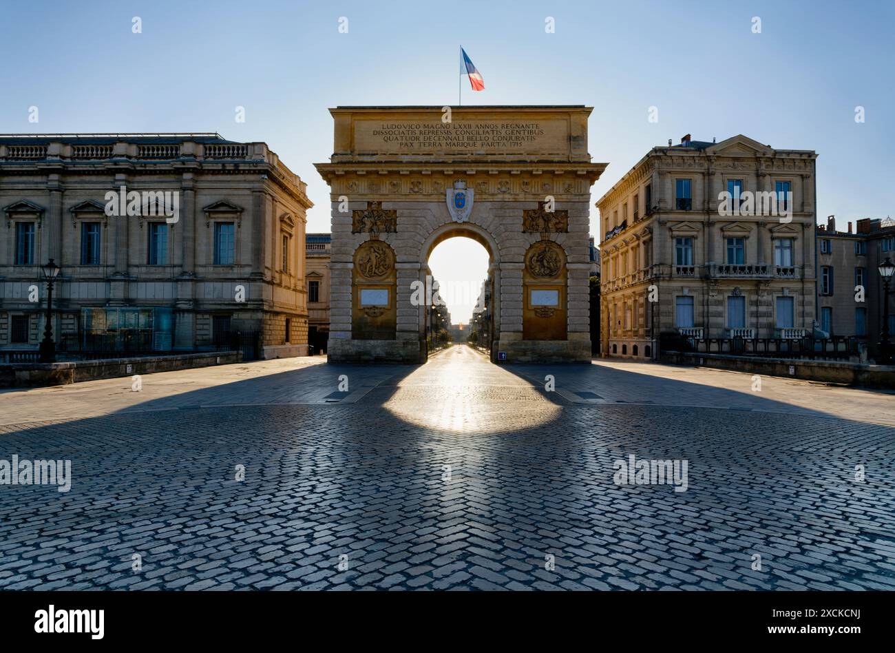 Porte du Peyrou at dusk, Montpellier, Occitania, France Stock Photo