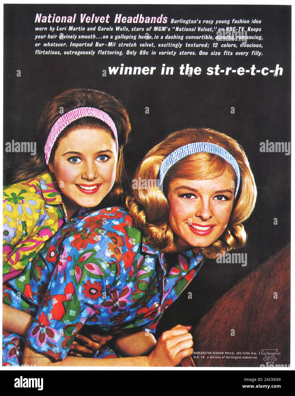 1962 Burlington's National Velvet Headbands, with Lori Martin & Carole Wells, stars of MGM's