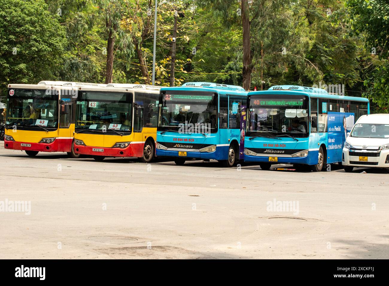 Public transport Bus in Hanoi, North Vietnam. Eye-opening, Interesting, Economical, Essential, sightseeing, local, Stock Photo