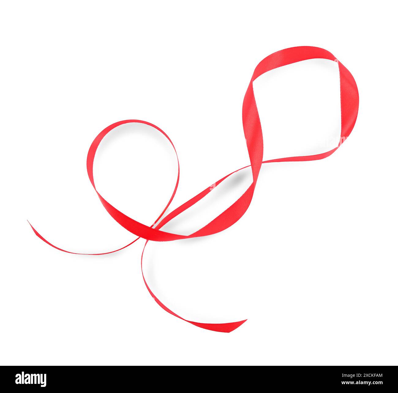 Beautiful red ribbon isolated on white, top view Stock Photo - Alamy