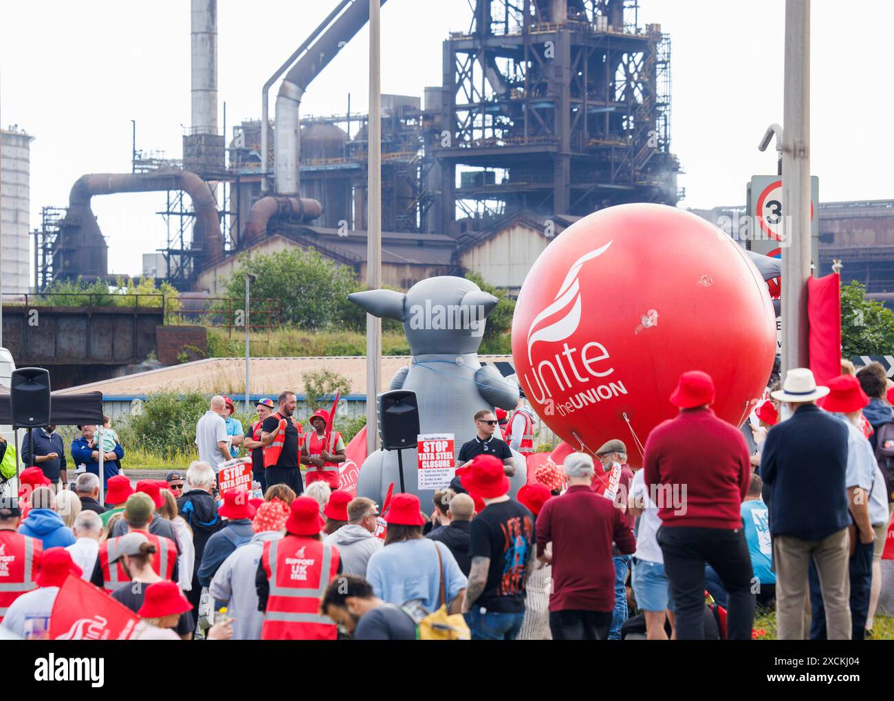 Port Talbot, UK 17 June 2024 Unite demonstration outside the Port ...